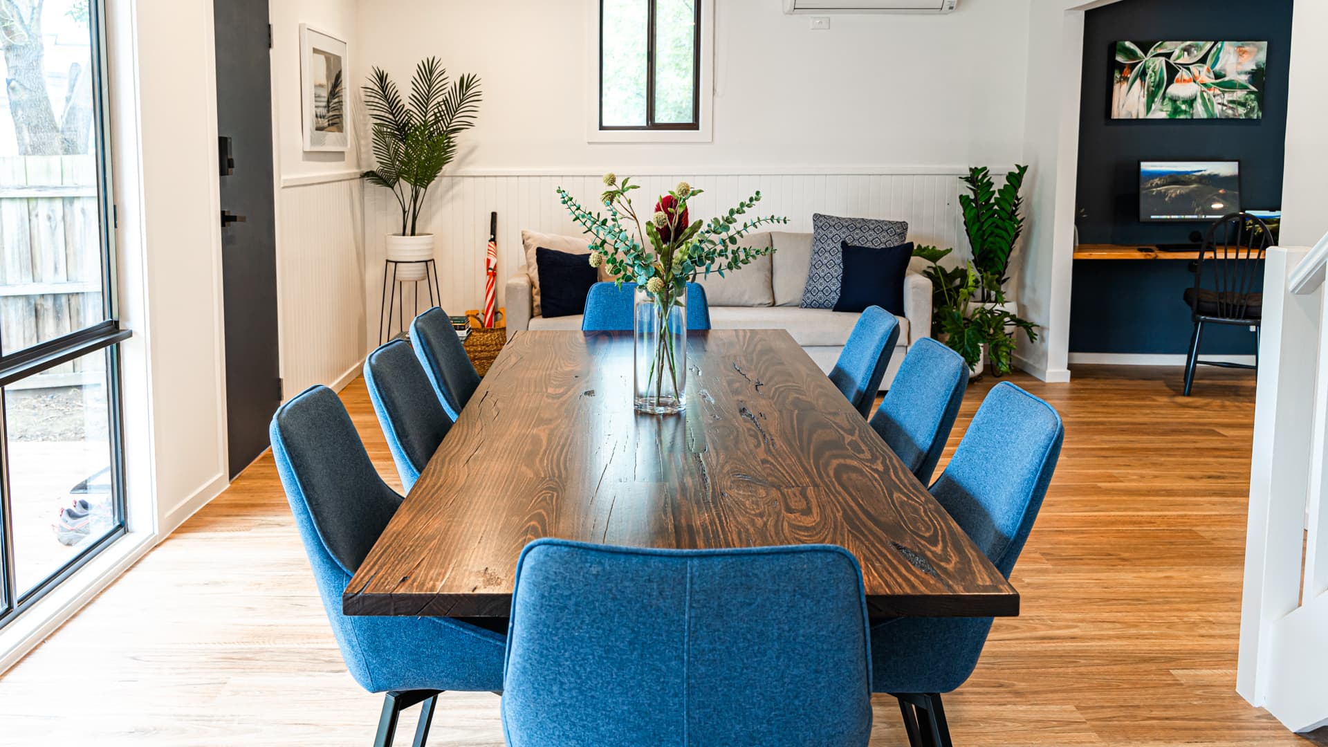 2.4m dining table seating 8 at Big Isle Retreat