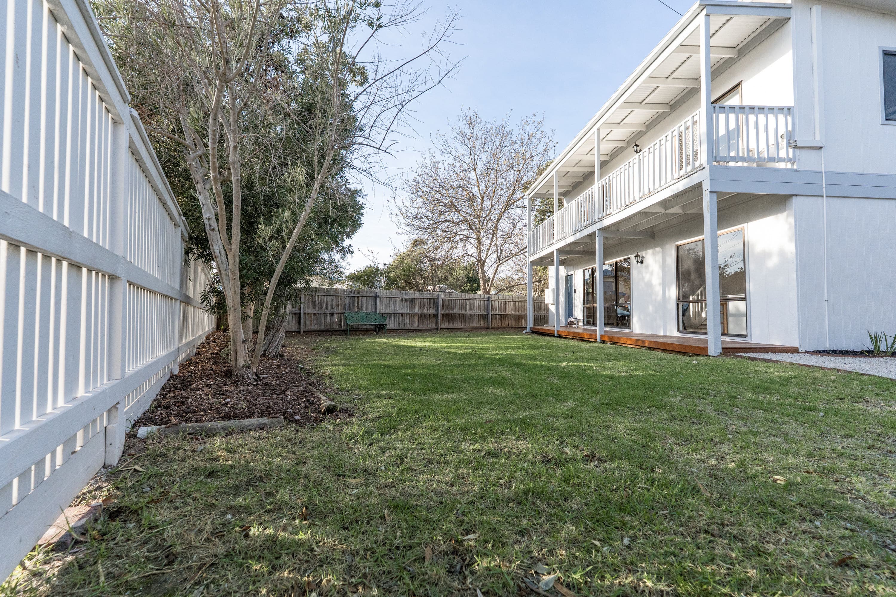 Spacious front yard for kids and pets at Big Isle Retreat, Phillip Island